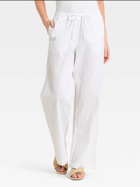 a new day Pants - Women's Seersucker Effortless Pull-On Pants - A New Day™ White XS